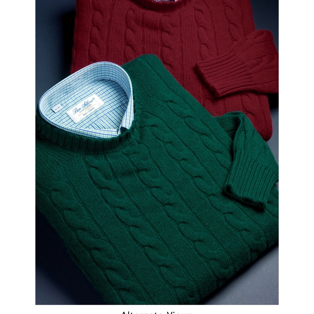 Ben Silver Cashmere Cable Crewneck Unisex/Men’s Sweater
